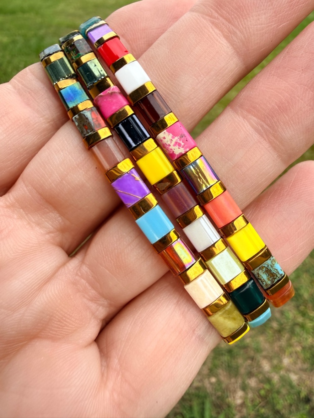 Multicolor Tile Stretch Bracelet Set - Women Jewelry